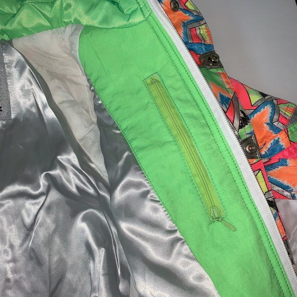 Team Phenix White Neon 80s Ski Jacket Small Medium - Picture 12 of 16